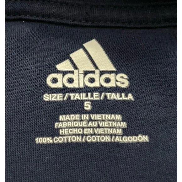 Navy Blue Adidas Boy Girl Hooded Long Sleeve Shirt, Size Youth 5, Size 5T - Picture 5 of 5